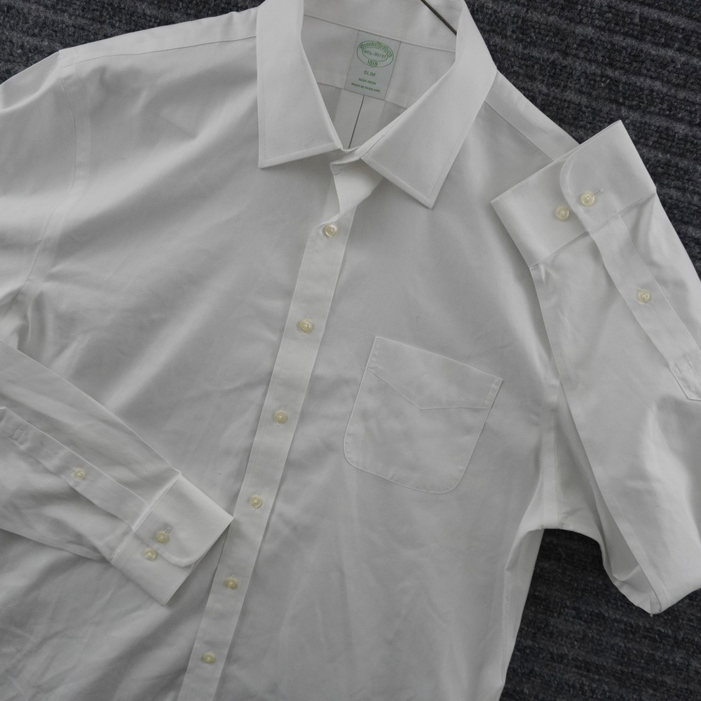 Brooks Brothers Dress Shirt Mens 16.5 36/37 White Non-Iron Slim Fit